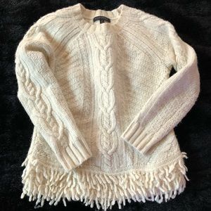 Banana Republic fringed cozy cable knit sweater